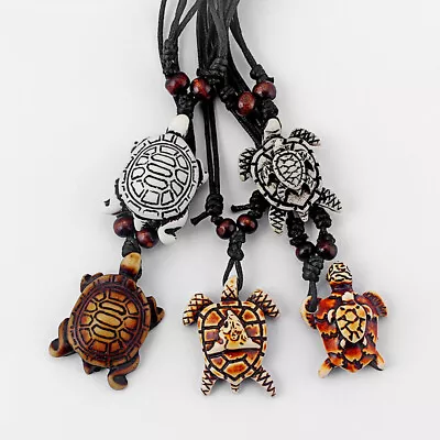 5pcs Mixed Style Ethnic Tribal Faux Yak Bone Sea Turtle Surfer Pendants Necklace • $7.99