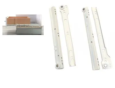 Roller Drawer Runners Metal White Kitchen & Free Fixings Pack • £5.23