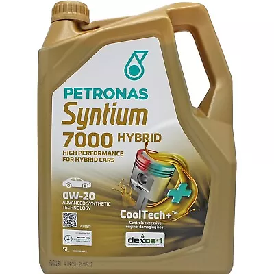 PETRONAS Syntium 7000 Hybrid 0W-20 0W20 Fully Synthetic Engine Oil - 5 Litres 5L • £41.95