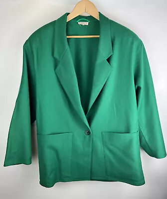 Vintage SFUMATURE Bright Green Boyfriend Blazer Jacket With Shoulder Pads • £9.95