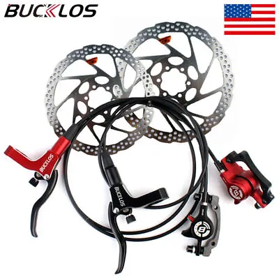 BUCKLOS Hydraulic Disc Brake Front Rear MTB Bicycle Shimano RT56 Rotor 160/180mm • $50.95