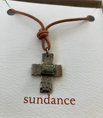 SUNDANCE CATALOG Jes MaHarry Turquoise Sterling Silver 20  Leather Necklace NEW • $497