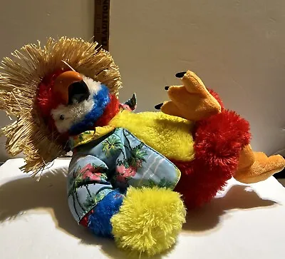 Laid Back Louie Plush “Don’t Worry Be Happy” Singing Parrot Straw Hat B-40 • $35