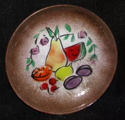 Vintage Enamel On Copper Plate Fruit Design 6 1/4  • $14.99