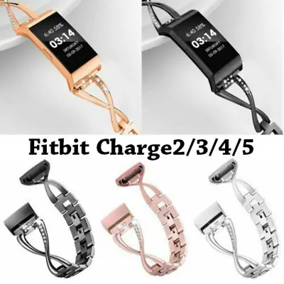 $23.99 • Buy Lady Fitbit Charge 3 4 5 Stainless Steel Metal Wrist Band Wristband Watch Strap