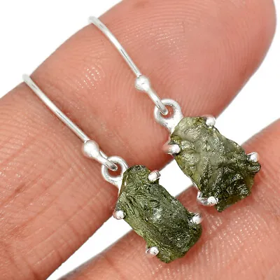 Natural Genuine Czech Moldavite 925 Sterling Silver Earrings Jewelry CE20745 • $39.99