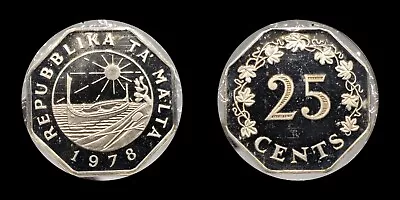 1978 Malta 25 Cents Proof Coin 1st Anniversary Of Republic Of Malta 3244 Made • $12.50