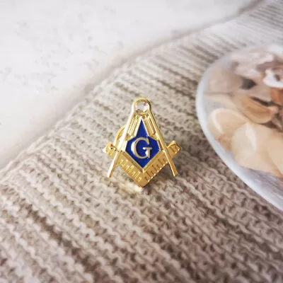 Masonic Lapel Pins Badge Mason Freemason Rhinestones Compasses Ruler  1.7*1.9cm • $1.99