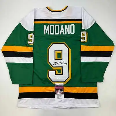 Autographed/Signed Mike Modano Minnesota Green Hockey Jersey Beckett BAS COA • $124.99