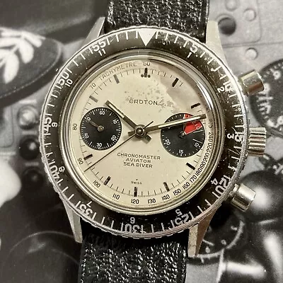 Croton 1960s Vintage Chronomaster Rare Panda Chronograph Watch V92 Tool Classic! • $570