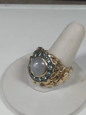 Antique 14k Gold NATURAL Blue White Star Sapphire +Diamond Mens Ring Size 10.75 • $1500