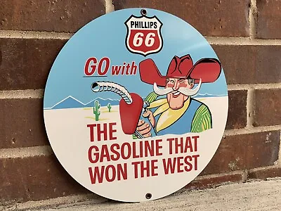 Phillips 66 With Cowboy Vintage Style Gasoline Gas Metal Sign • $20