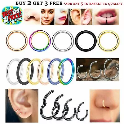 Nose Ring Eyebrow Cartilage Septum Helix Lip Earring Hoop Clicker Fake Ear Cuffs • £2.99