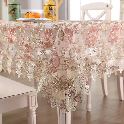 Luxury Table Cloth Lace Embroidery Rectangular Tablecloth Wedding Table Cloths • $28.61