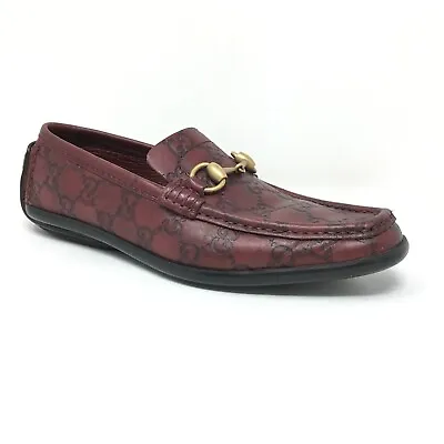 $214.17 • Buy Gucci GG Monogram Horsebit Loafers Flats Shoes Womens Size 6.5 Burgundy Leather
