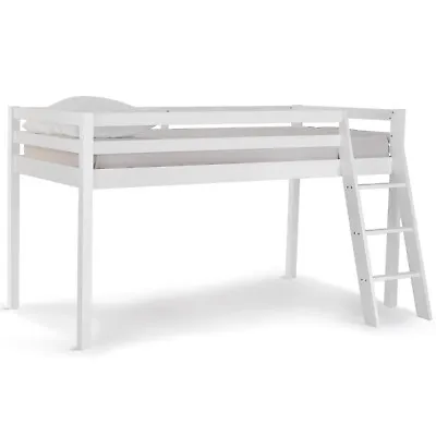 VonHaus Mid Sleeper Bed Frame | White Wooden Pine Bunk Bed | Cabin Bed W/ Ladder • £159.99