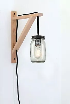 Classic Mason Jar Light Fixture Clear Glass Hanging Lamp Plug-in Pendant Light • $36.99