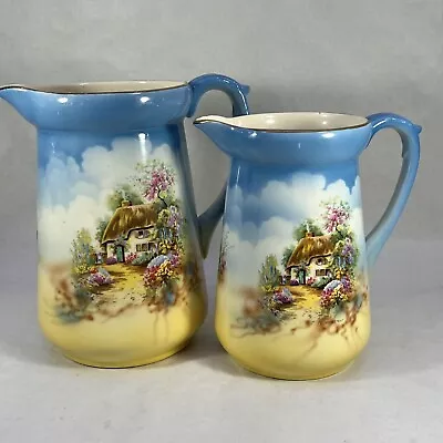 Vintage Falcon Ware Homestead Earthenware Pitcher Vase X2.       #R6 • £49.90