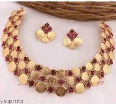 Indian Bollywood Style Gold Plated Choker Necklace Earrings Temple Jewelry Set • $24.29