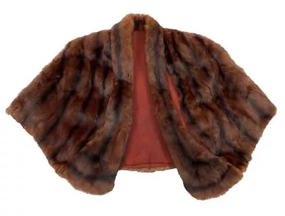 Vintage Dark Brown Mink Or Muskrat Stole Wrap Shrug Cape Women's Small/Medium • $49.78