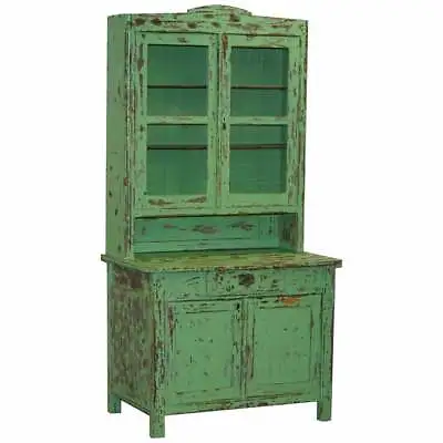 Hand Painted Victorian Distressed Green Dresser Bookcase Or Kitchen Cupboard • $3112.75