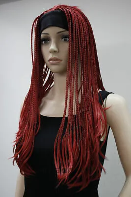 Synthetic Long Straight Hand Made Braids 3/4 Half Full Wig Headband For Women • £31.13