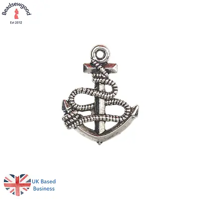 10 3D Ships Anchor Pendant Charms 24mm Boat Sea Nautical Steampunk Jewellery • £2.89