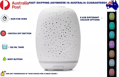 Ceramic Water & Oil Aroma Diffuser With 7 LED Light Colour Options Misting Mode • $56.99