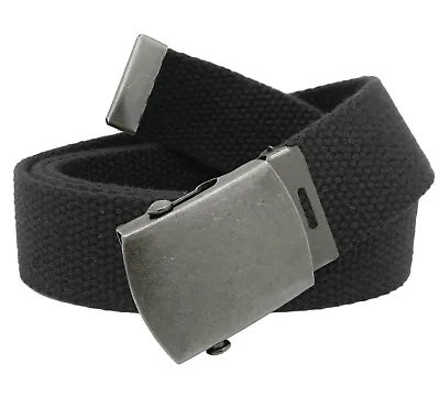 Build A Belt Men's Antique Silver Slider 1.25  Military Buckle With Web Belt • $9.99