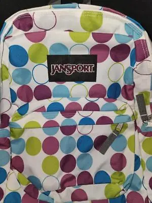 Nwot Jansport Superbreak Black Label Backpack White Large Dots Free Us S&h • £57.86