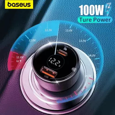 Baseus PD 100W Car Charger Quick Charging QC4.0 Cigarette Lighter Socket Adapter • $35.99