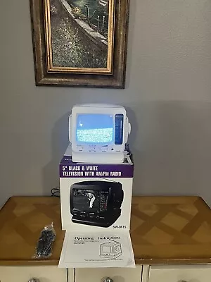 Portable 5  Miniature B&W Television With AM/FM Radio. Working Model SW-0615 • $59