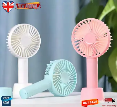 Portable Mini Hand-Held Small 3 Speed Cooler Cooling USB Rechargeable Desk Fan • £3.99