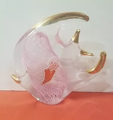 Murano Glass Fish With Pink Swirls • $15