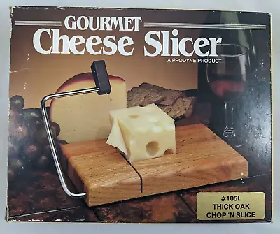 $24.99 • Buy Vintage Prodyne Gourmet Cheese Board Wire Slicer #105L Thick Oak Chop 'N Slice