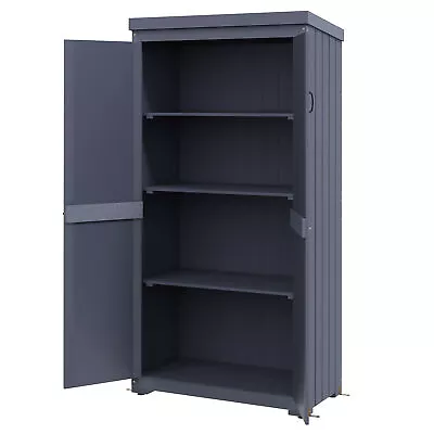 Small Outdoor Storage Cabinet Vertical Garden Tool Shed Waterproof Metal Roof • $207.99