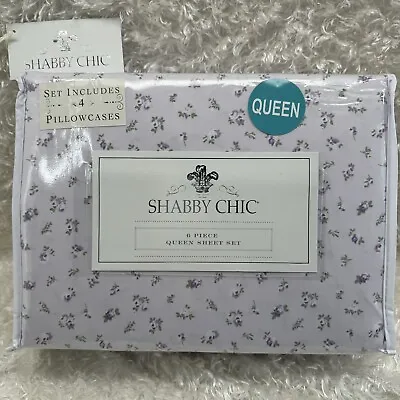Shabby Chic QUEEN Sheet Set Purple Roses 6-piece Floral Flowers NEW Light Purple • £53