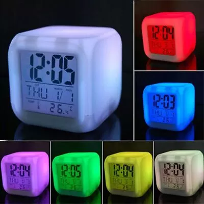 $12.43 • Buy Kids Alarm Clock,Kid Bedroom Night Light Alarm Clock With 7 Colours Led Change