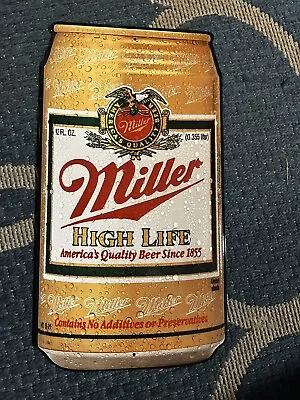 VTG MILLER HIGH LIFE BEER CAN METAL TIN BAR SIGN MILLER BREWING 15x8 Bar Mancave • $39.99