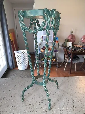 Vintage Braided/Twisted Metal Plant/Umbrella Stand-Green/Copper Color-21x7.5”! • $50