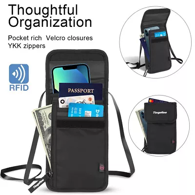 $27.54 • Buy 2022 Premium Travel Neck Pouch Passport Holder For Women & Men, Black, One Size