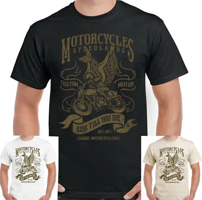 Biker T-Shirt Motorcycles Speedlands Mens Motorbike Enthusiast Cafe Racer • £9.94