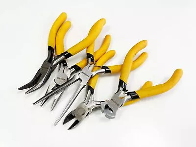 5pc Mini Soft Grip Plier Set + Case Crafts Jewellery Making Electronics • $13.88