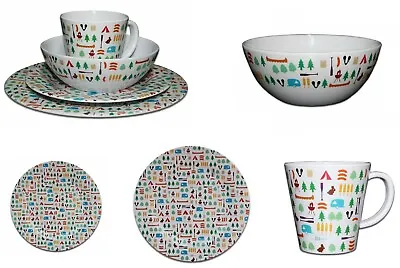 16Pc Complete Melamine Dinner Set Durable Camping Picnic Tableware Dinning Set B • £49.95