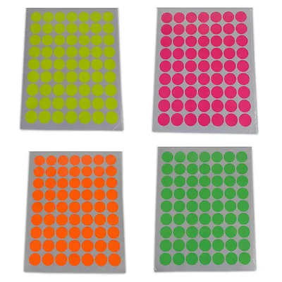 25mm Round Self Adhesive Label Stickers Fluorescent Neon Coloured Sticky Dots • £1.59