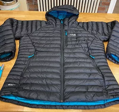 Rab Jacket Womens UK 18 Microlight Alpine Down Black VGC Longer Length. • £100