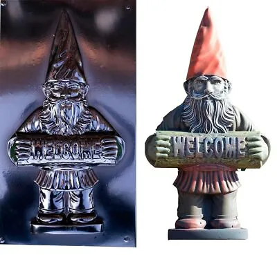 Mold Garden Gnome Welcome Casting Concrete Decor GARDEN Leprechaun Cement D36 • $32.90