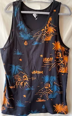 Volcom Men's L Black Hula Tank Top Hawaiian Hula Girls Nwot • $18.50