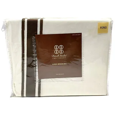 Dwell Studios Target KING BEDSKIRT TAILORED Creamy White Brown Stripe Detail • $43.72