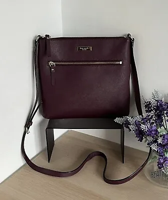 Kate Spade New York Plum Purple Leather Crossbody Shoulder Bag Handbag • £39.99